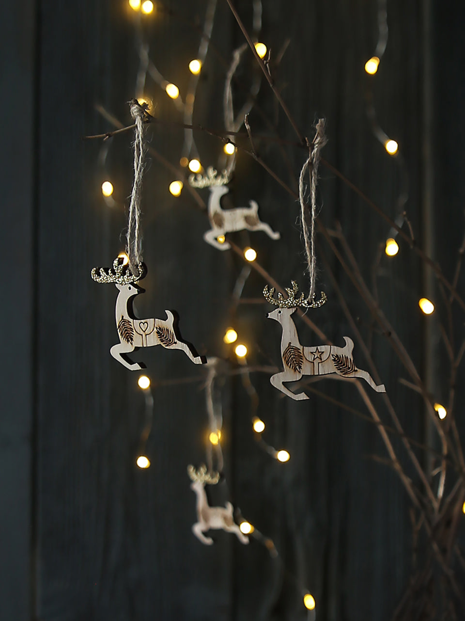 Springende Rentiere mit goldenem Geweih, 8er-Set