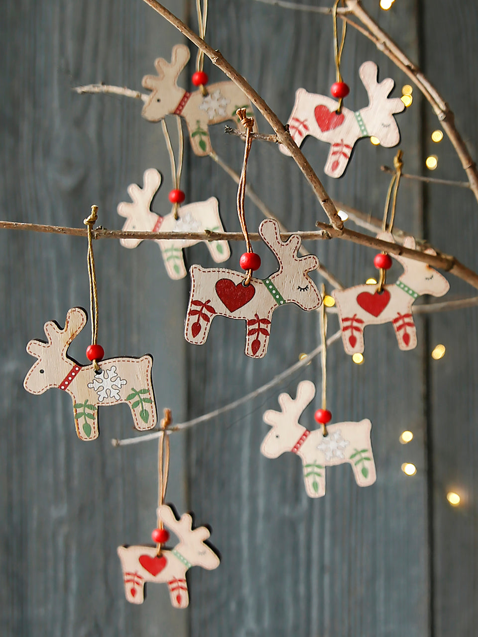 Skandinavisches Folklore-Rentier-Dekorationsset